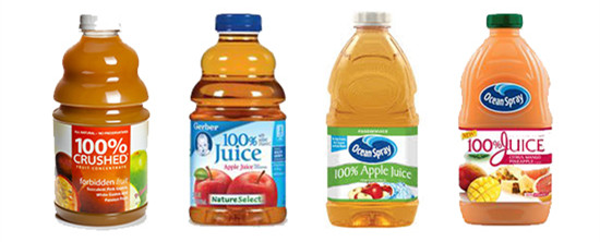 plastic fruit juice bottles