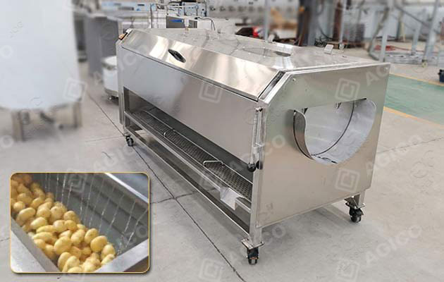 Brush type potato washer and peeler machine