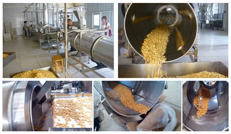 Drum type seasoning machine working