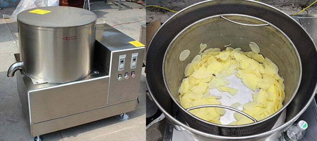 fried food de-oiling machine working