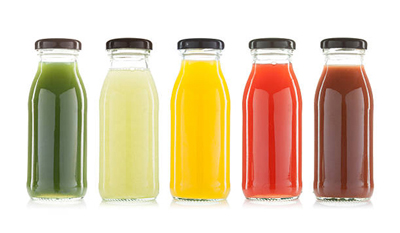 fruit juice in glass bottle