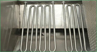 Heating tube for electric heating batch fryer