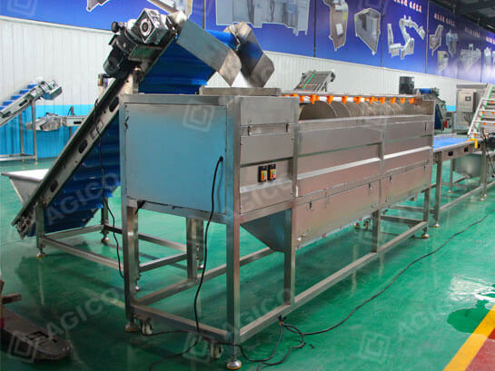 Potato chips washing and peeling machine