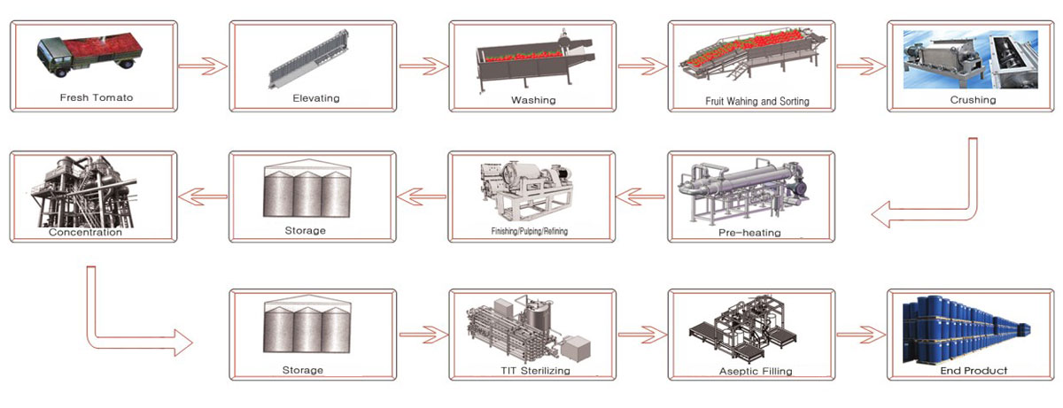 tomato paste sauce ketchup production line flow chart