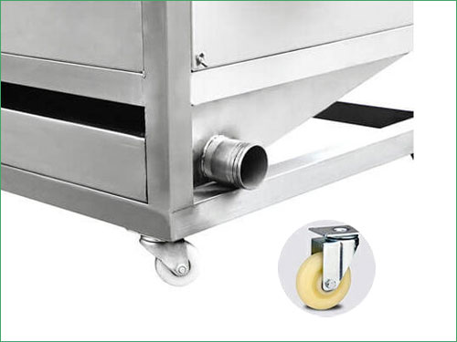 Movable wheel of brush potato washer and peeler machine